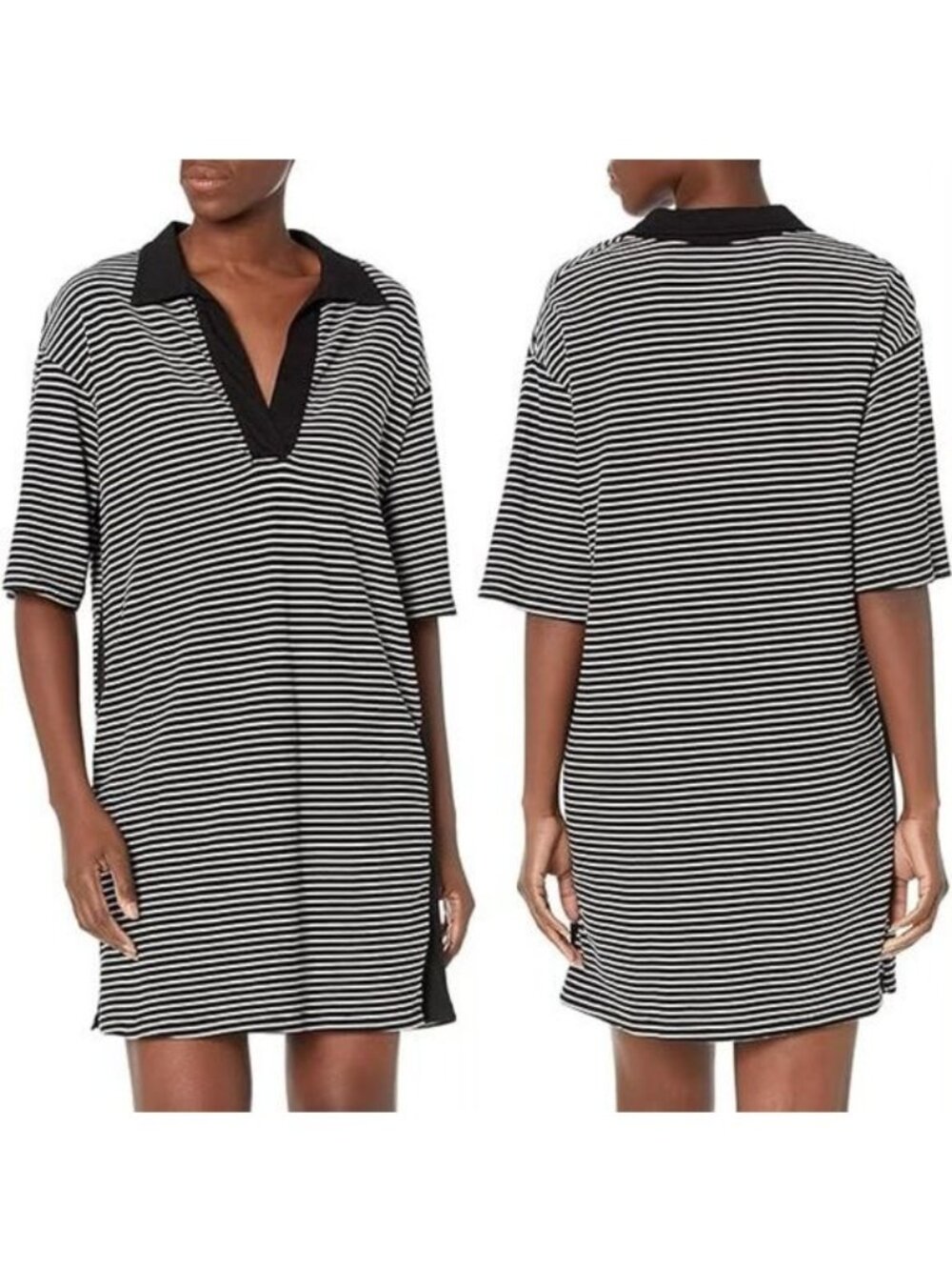 Monrow Striped Polo Dress Panels